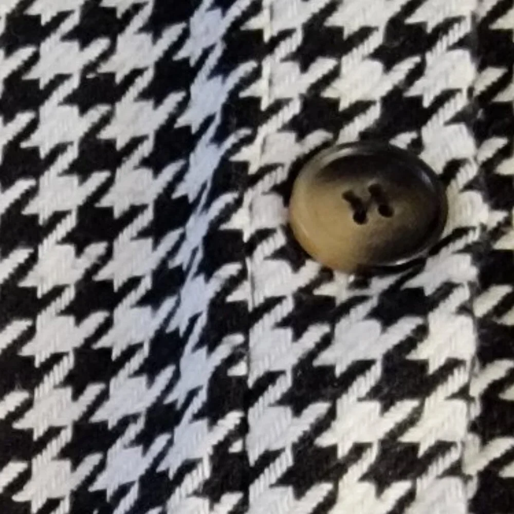 Girls Houndstooth Button Down Tweed Jacket Black White Size 7